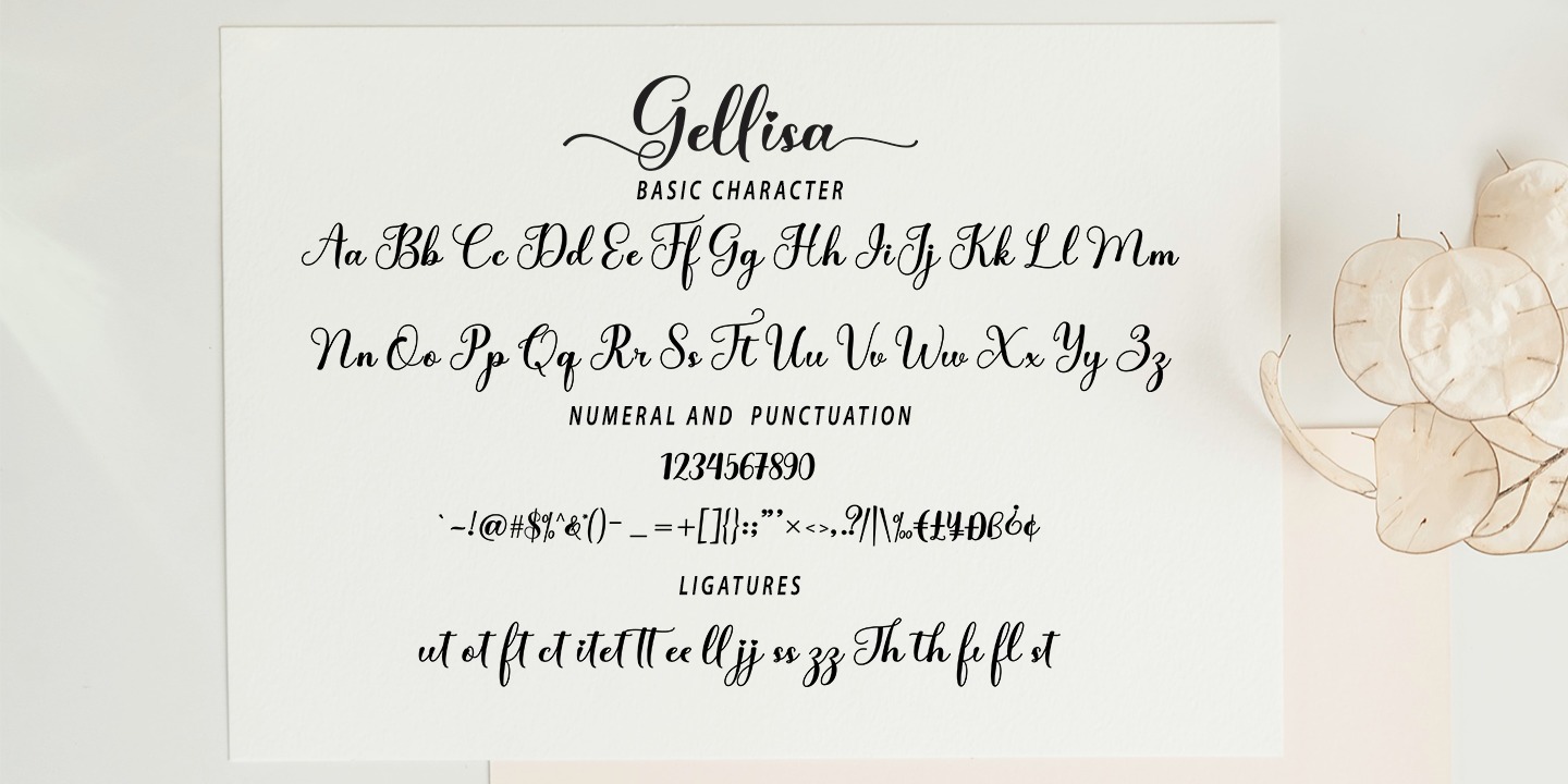 Przykład czcionki Gellisa Script Regular